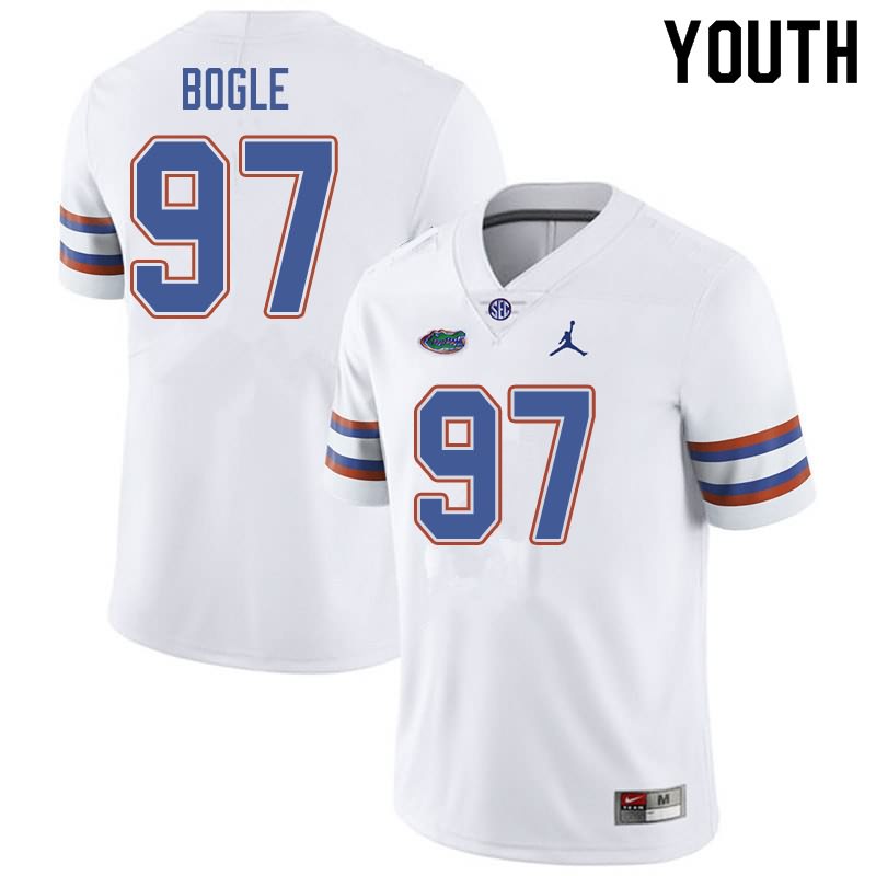 Youth NCAA Florida Gators Khris Bogle #97 Stitched Authentic Jordan Brand White College Football Jersey BYT8465CI